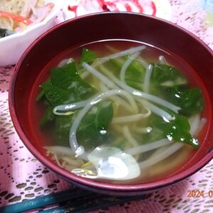 小松菜ともやしのお味噌汁☆